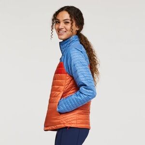 Cotopaxi Capa water resistant Insulated Puffer Jacket in Blue and Orange